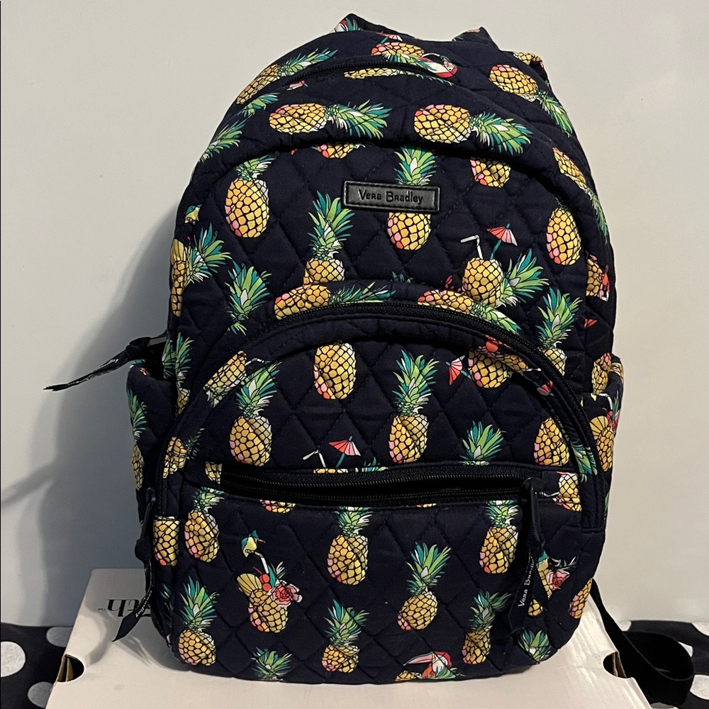 New Vera Bradley Pineapple Print Quilted Backpack TOUCAN PLAY